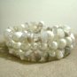 Handmade Wrap Bracelet with White Glass Pearls and Genuine Howlite beads
