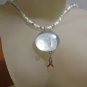 White/Pearl Glass Beaded Awareness Necklace with Glass Pendant