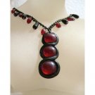 Handmade Red and Black Pendant Necklace With Matching Earrings, Jewelery Set