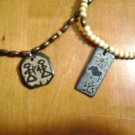 2 Handmade Unisex Wood Beaded Necklaces With Tribal Pendants