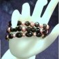 Glass Beaded Memory Wire Bracelet, Pink and Black, Wrap bracelet, glass beads