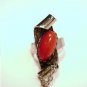 Glass Beaded Memory Wire Harem / Slave Bracelet, Red Black and Silver tone beads