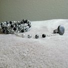 Black and Silver Harem/Slave Bracelet, Handmade, Glass Pearl Beaded Jewelry