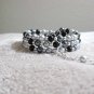 Black and Silver Harem/Slave Bracelet, Handmade, Glass Pearl Beaded Jewelry