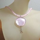 Pink Glass Beaded Awareness Necklace with Glass Pendant