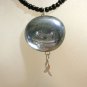 Black Glass Beaded Awareness Necklace with Glass Pendant