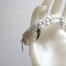 White Awareness Charm on a Beaded Memory Wire Bracelet, Fashion Jewelry