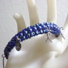 Blue Awareness Charm and Beaded Memory Wire Bracelet