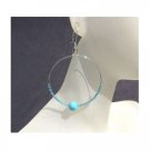 Earrings - Glass beaded hoop earrings, handmade, Turquoise Glass Beaded Earrings