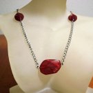 Handmade Deep Red Chain Necklace With Focal Beads Jewelry