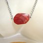 Handmade Deep Red Chain Necklace With Focal Beads Jewelry
