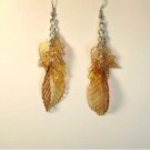 Dangle earrings, handmade, beautiful brown leaves, fashion jewelry