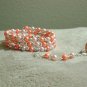 Orange Beaded Harem/Slave Bracelet, Handmade, Glass Pearl Beaded Fashion Jewelry