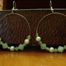 Handmade Peridot and Light Green Glass Beaded Hoop Earrings Jewelry