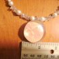 Handmade Peach Glass Beaded Memory Wire Necklace with Handmade Glass Pendant