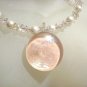 Handmade Peach Glass Beaded Memory Wire Necklace with Handmade Glass Pendant