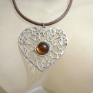 Handmade Stainless Steel Heart Cord Necklace