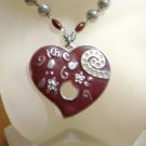 Handmade Necklace w/ Large Heart Pendant, Fashion Jewelry