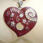 Handmade Necklace w/ Large Heart Pendant, Fashion Jewelry