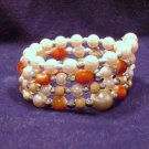 Glass Beaded Memory Wire Bracelet, Shades of Orange, Wrap bracelet
