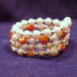 Glass Beaded Memory Wire Bracelet, Shades of Orange, Wrap bracelet