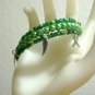 Green Awareness Charms on a Beaded Memory Wire Bracelet, Fashion Jewelry