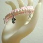 Pink Awareness Charm and Beaded Memory Wire Bracelet
