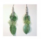 Dangle Earrings, Handmade, Beautiful Green leaves  Fashion Earrings Jewelry