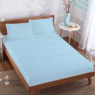 MISR Linen Double Light Blue 3PCs Fitted Sheet Egyptian Cotton 400 Thread Count 15 Inch Pocket