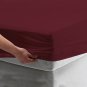 MISR Linen Single Burgundy 3PCs Fitted Sheet Egyptian Cotton 400 Thread Count 18 Inch Pocket