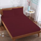 MISR Linen Super King Burgundy 3PCs Fitted Sheet Egyptian Cotton 400 Thread Count 21 Inch Pocket