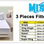 MISR Linen Super King Black 3PCs Fitted Sheet Egyptian Cotton 400 Thread Count 21 Inch Pocket