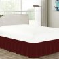 MISR Linen Single Burgundy Wrap Around Bed Skirt Egyptian Cotton 400 Thread Count 18 Inch Drop