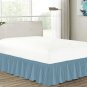 MISR Linen King Single Light Blue Wrap Around Bed Skirt Egyptian Cotton 400 Thread Count 18 Inch Dro