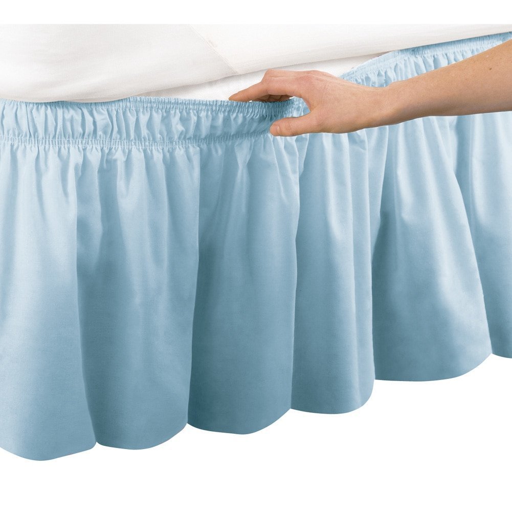 MISR Linen King Light Blue Wrap Around Bed Skirt Egyptian Cotton 400