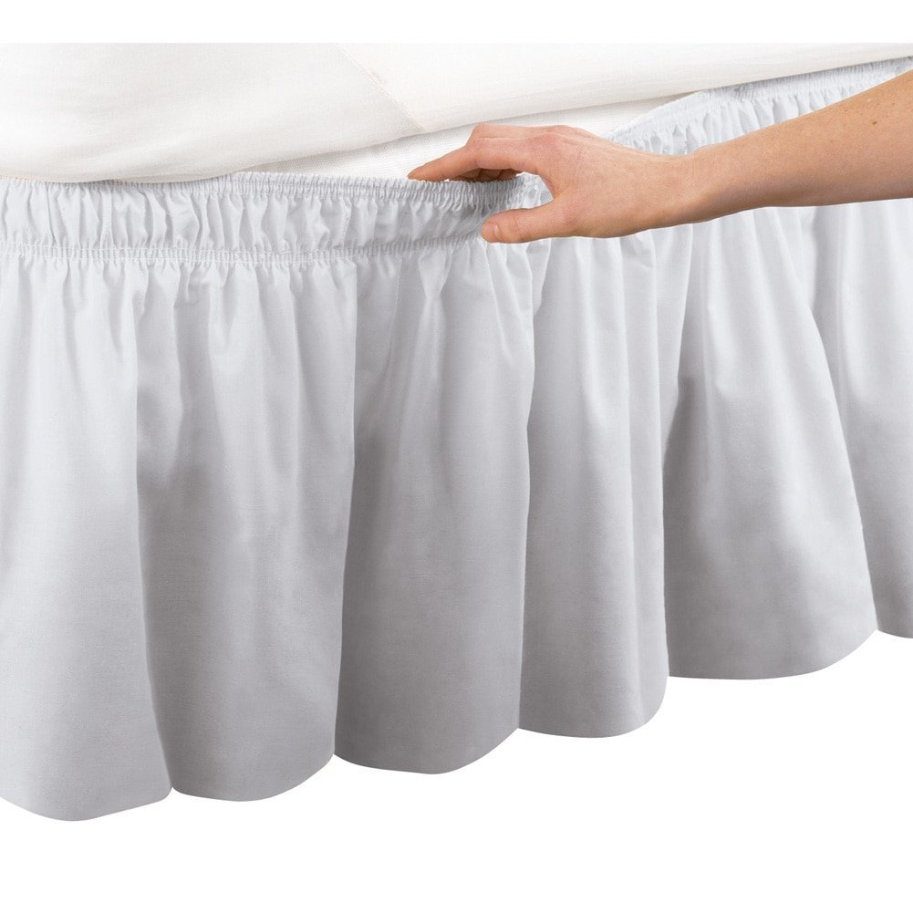 MISR Linen King Single White Wrap Around Bed Skirt Egyptian Cotton 400 Thread Count 21 Inch Drop