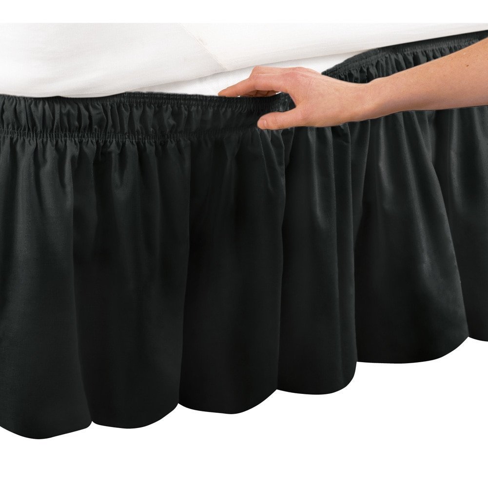 MISR Linen Double Black Wrap Around Bed Skirt Egyptian Cotton 400