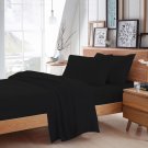 MISR Linen Full Black Solid 4PCs Sheet Set Egyptian Cotton 400 Thread Count 15 Inch Pocket