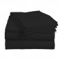 MISR Linen Full Black Solid 4PCs Sheet Set Egyptian Cotton 400 Thread Count 15 Inch Pocket