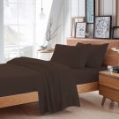 MISR Linen Twin Chocolate Solid 4PCs Sheet Set Egyptian Cotton 400 Thread Count 18 Inch Pocket