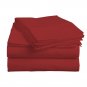 MISR Linen Full Burgundy Solid 4PCs Sheet Set Egyptian Cotton 400 Thread Count 21 Inch Pocket