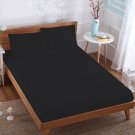 MISR Linen Twin Black Solid 3PCs Fitted Sheet Egyptian Cotton 400 Thread Count 15 Inch Pocket