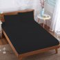 MISR Linen Full Black Solid 3PCs Fitted Sheet Egyptian Cotton 400 Thread Count 15 Inch Pocket