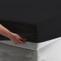 MISR Linen Twin Black Solid 3PCs Fitted Sheet Egyptian Cotton 400 Thread Count 18 Inch Pocket