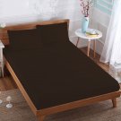 MISR Linen Queen Chocolate Solid 3PCs Fitted Sheet Egyptian Cotton 400 Thread Count 18 Inch Pocket