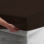 MISR Linen King Chocolate Solid 3PCs Fitted Sheet Egyptian Cotton 400 Thread Count 18 Inch Pocket