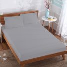 MISR Linen Twin Silver Solid 3PCs Fitted Sheet Egyptian Cotton 400 Thread Count 21 Inch Pocket