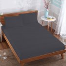 MISR Linen Full Dark Grey Solid 3PCs Fitted Sheet Egyptian Cotton 400 Thread Count 21 Inch Pocket