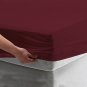 MISR Linen Full Burgundy Solid 3PCs Fitted Sheet Egyptian Cotton 400 Thread Count 21 Inch Pocket