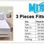 MISR Linen King White Solid 3PCs Fitted Sheet Egyptian Cotton 400 Thread Count 21 Inch Pocket